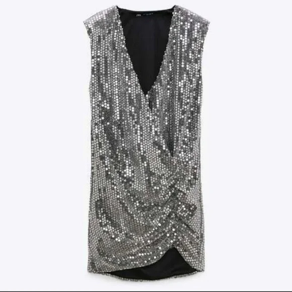 sequin shirt dress zara Zara sequinned shirt dress #zara #sequin #shirtdress